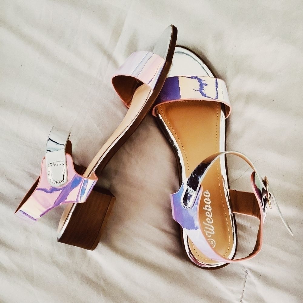 1 left! Metallic Low Heel Sandal Shoes